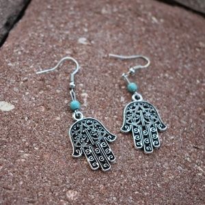 Jewelry - BOHO Hamsa Silver Earrings Jewelry - BOHO Hamsa Silver Earrings